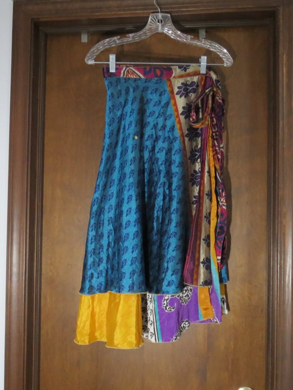 NEW WITH TAGS Darn Good Yarn Sari Wrap Skirt Size Regular Tea 2-12 Jewel Tone